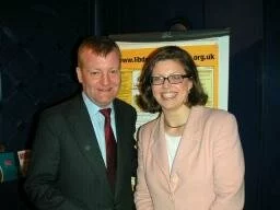 Charles Kennedy with Emma Winsor-Cundell from the Federation of Small Business at the Liberal Democrat Business Forum small business discussion dinner